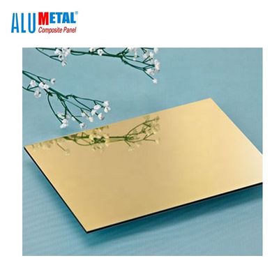 1220년 x 2440mm 황금 B1 알루미늄 합성 거울 장 0.5 Mm 두꺼운 HDPE 핵심